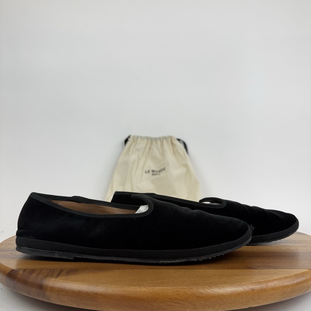 Womens Le Monde Beryl Soft Venetian Black‎ Velvet Slipper Flats Size EU 39